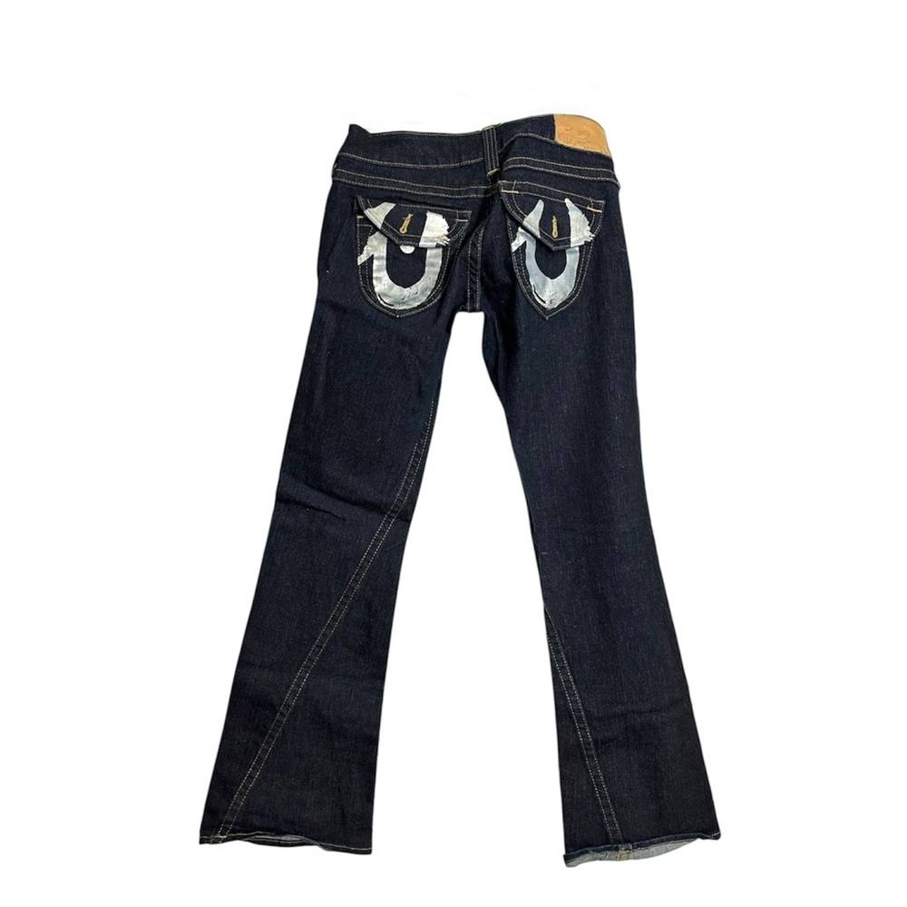 True Religion Vintage Y2K Dark Wash Flare Jeans Women’s 29 Low Rise Logo Pockets